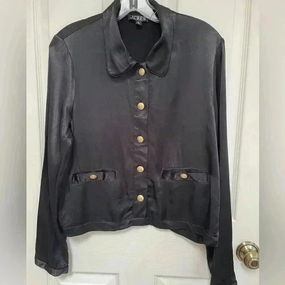 J Crew Lady Shirt-Jacket in Luster Crepe Black size Medium - Picture 2 of 9